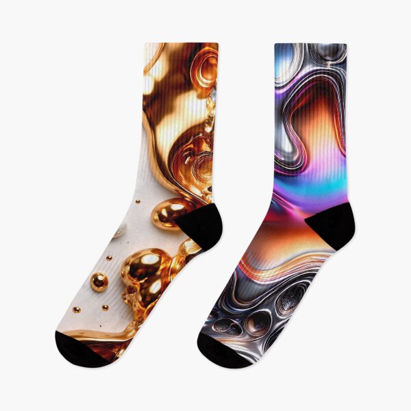 Item preview, Liquid Chrome & Gold Fusion – Iridescent Abstract Metal Flow designed and sold by Kaleidoscope Print.