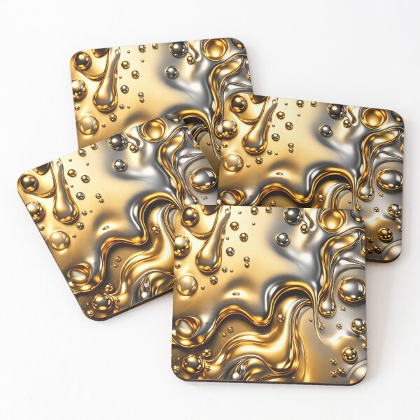 Item preview, Molten Gold & Silver Flow – Liquid Metal Abstract designed and sold by Kaleidoscope Print.