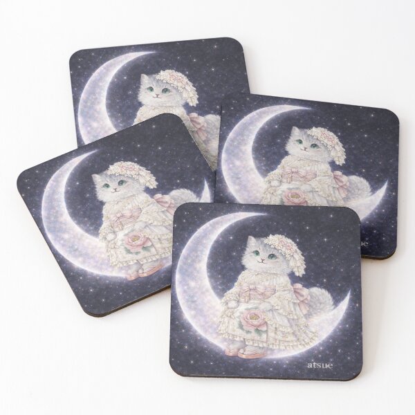 Item preview, Moonlight Kimono Cat – Celestial Japanese Fantasy Art designed and sold by atsue-no-e.