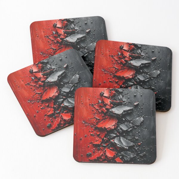 Item preview, Crimson & Black Shatter – Cracked Texture Abstract designed and sold by Kaleidoscope Print.