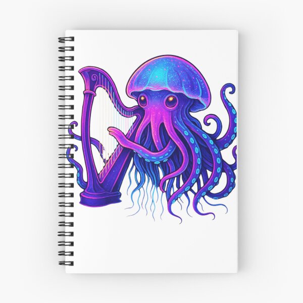 Item preview, Neon Jellyfish Harpist | Retro-Futuristic Synthwave Sea Music Print designed and sold by LuxuryApparels.