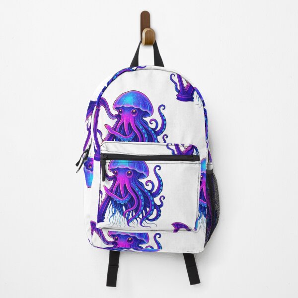 Item preview, Neon Jellyfish Harpist | Retro-Futuristic Synthwave Sea Music Print designed and sold by LuxuryApparels.
