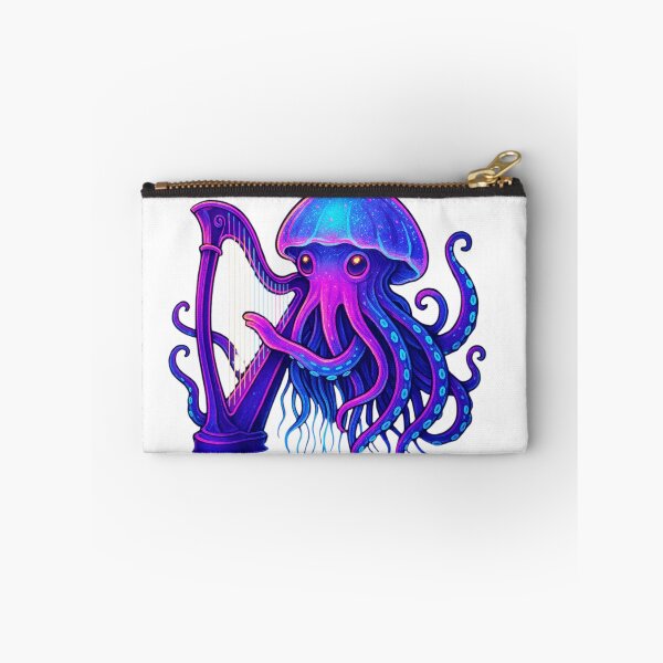 Item preview, Neon Jellyfish Harpist | Retro-Futuristic Synthwave Sea Music Print designed and sold by LuxuryApparels.