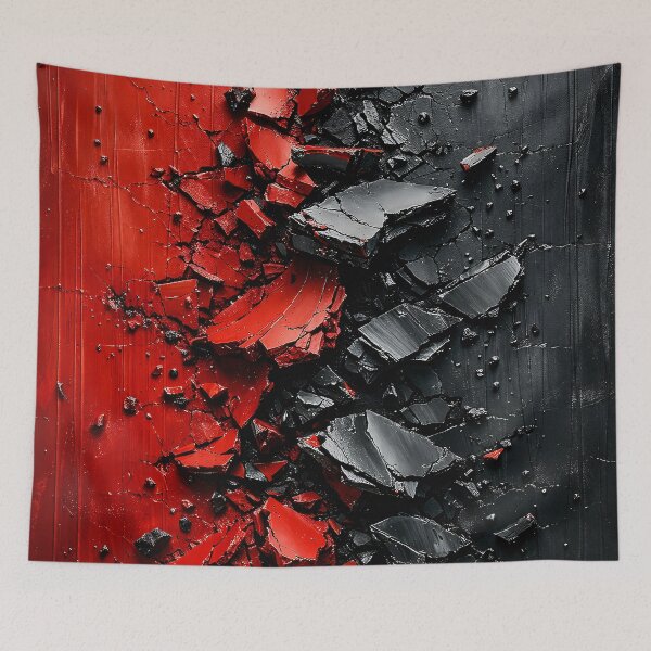 Item preview, Crimson & Black Shatter – Cracked Texture Abstract designed and sold by Kaleidoscope Print.