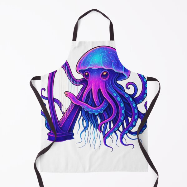 Item preview, Neon Jellyfish Harpist | Retro-Futuristic Synthwave Sea Music Print designed and sold by LuxuryApparels.