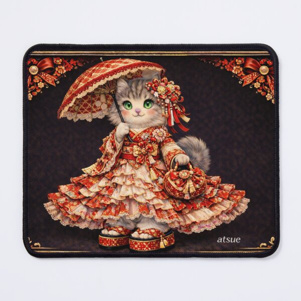 Item preview, Imperial Red – Ornate Kimono Feline Art designed and sold by atsue-no-e.