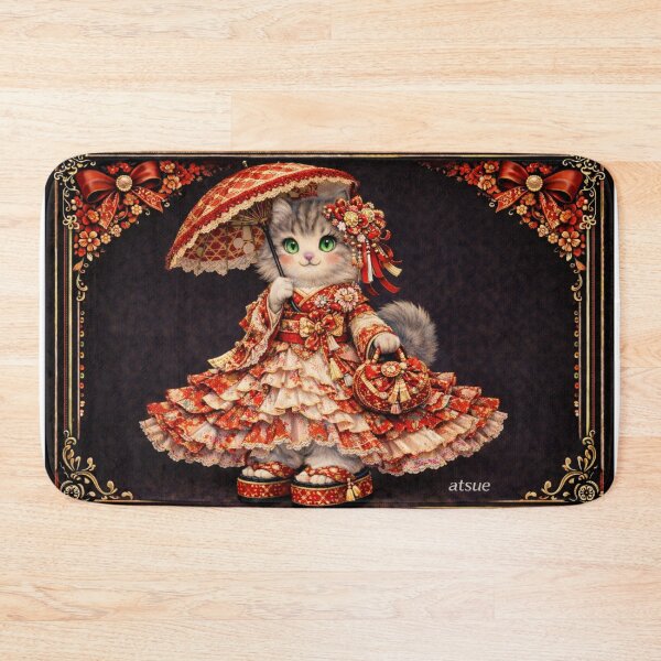 Item preview, Imperial Red – Ornate Kimono Feline Art designed and sold by atsue-no-e.
