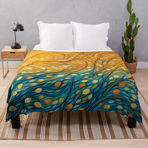 Item preview, Golden Tide & Teal Currents – Flowing Abstract Pattern designed and sold by Kaleidoscope Print.