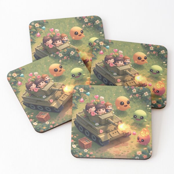 Item preview, Chibi Tank Meadow Battle - Cute Gaming Art Print designed and sold by ThePixelArchive.