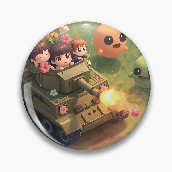 Item preview, Chibi Tank Meadow Battle - Cute Gaming Art Print designed and sold by ThePixelArchive.