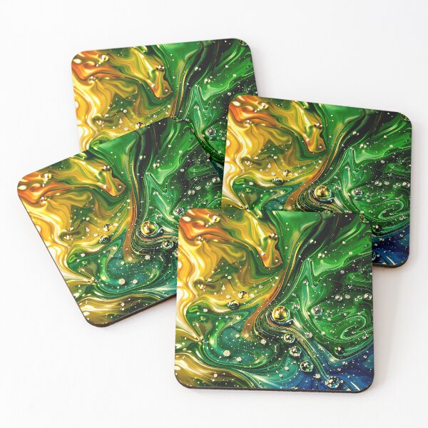 Item preview, Emerald & Gold Liquid Galaxy – Abstract Marble Swirl designed and sold by Kaleidoscope Print.