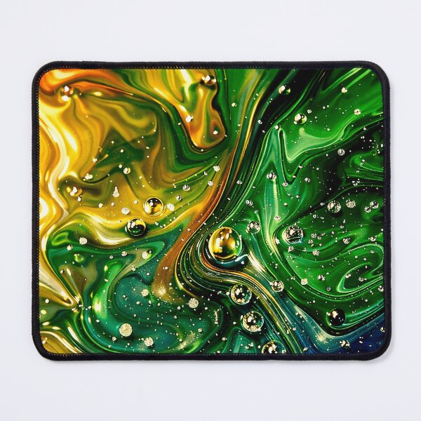 Item preview, Emerald & Gold Liquid Galaxy – Abstract Marble Swirl designed and sold by Kaleidoscope Print.