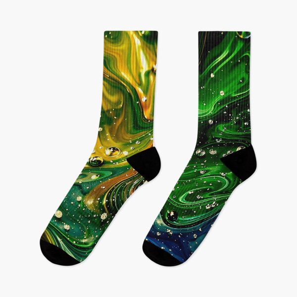 Item preview, Emerald & Gold Liquid Galaxy – Abstract Marble Swirl designed and sold by Kaleidoscope Print.