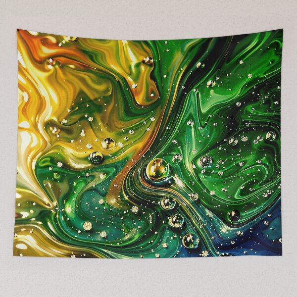 Item preview, Emerald & Gold Liquid Galaxy – Abstract Marble Swirl designed and sold by Kaleidoscope Print.