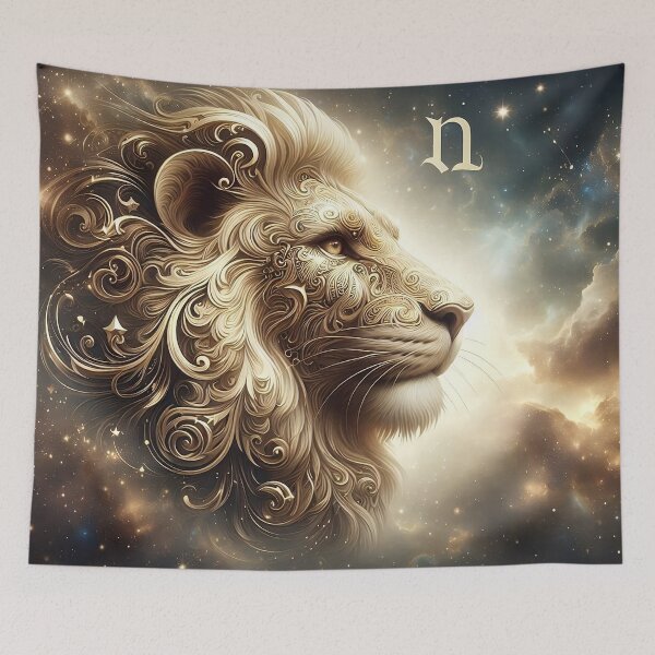 Item preview, Majestic Golden Lion Mystic Cosmic Portrait designed and sold by Zodiac Celestial Art.