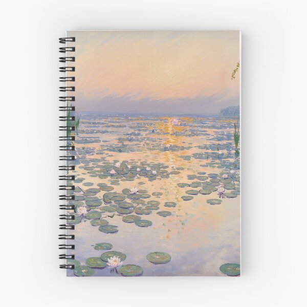 Item preview, Impressionist Lily Pond at Sunset | Monet Inspired Water Garden Wall Art designed and sold by Tamas Das.