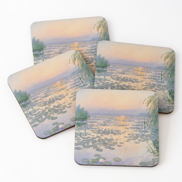 Item preview, Impressionist Lily Pond at Sunset | Monet Inspired Water Garden Wall Art designed and sold by Tamas Das.