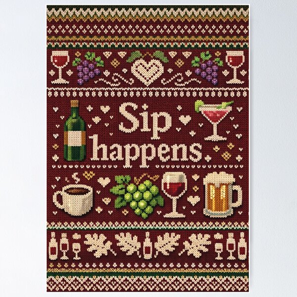 Item preview, Sip Happens Fun Drink Knitting Pattern Design designed and sold by Mauswohn.