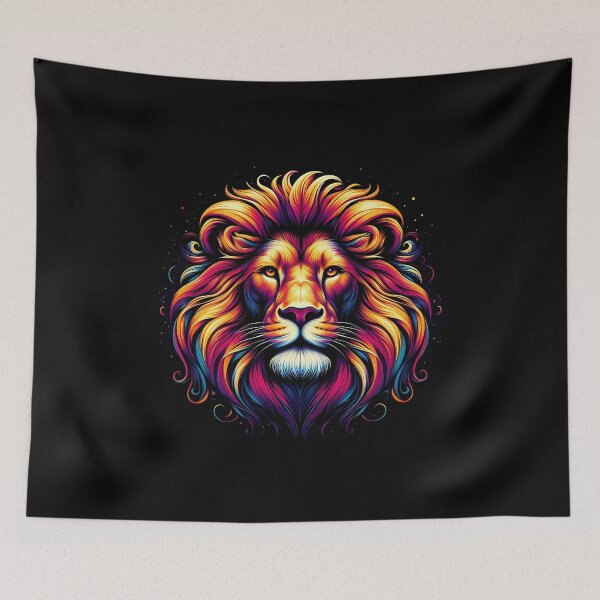Item preview, Vibrant artistic lion illustration with a colorful mane, showcasing creativity and majestic beauty. designed and sold by beast-net.