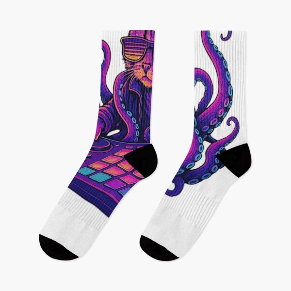 Item preview, Neon Cat DJ | Synthwave Tentacle Beat Machine Art Print designed and sold by LuxuryApparels.