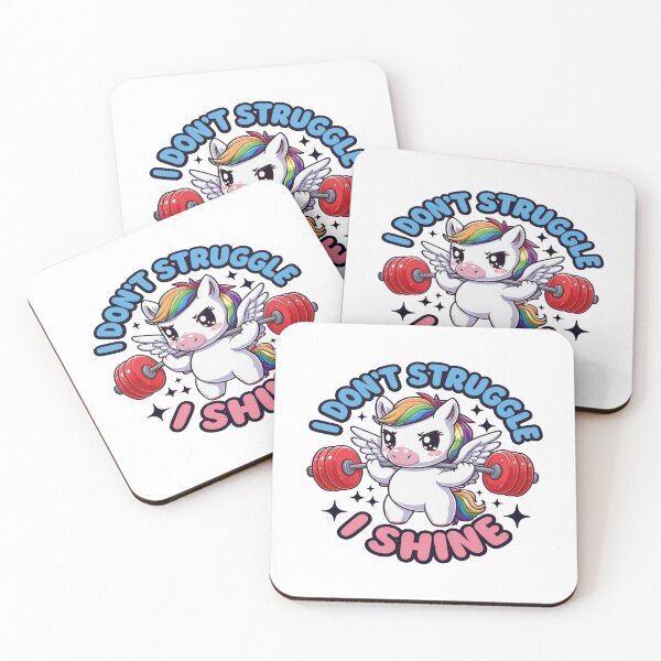 Item preview, Empowering Winged Unicorn Lifting Weights – “I Don’t Struggle, I Shine” Motivational Fitness Art designed and sold by Bright Nest Studio.