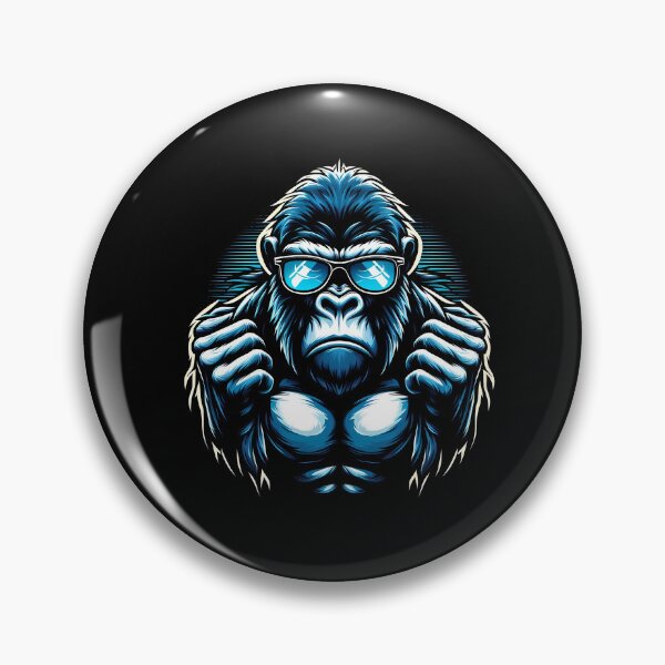 Item preview, A muscular gorilla wearing sunglasses, exuding a cool and confident vibe with vivid blue tones. designed and sold by beast-net.
