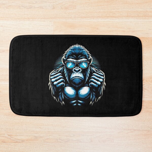 Item preview, A muscular gorilla wearing sunglasses, exuding a cool and confident vibe with vivid blue tones. designed and sold by beast-net.