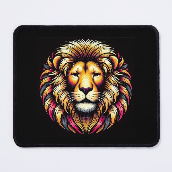 Item preview, A vibrant and artistic representation of a lion's face with bold colors and intricate details. designed and sold by beast-net.
