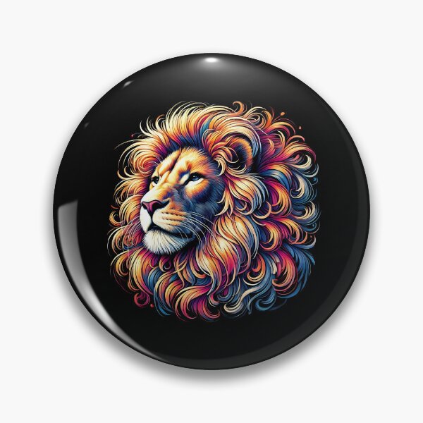 Item preview, A vibrant, artistic lion's head with colorful, flowing mane, showcasing vivid hues and intricate details. designed and sold by beast-net.