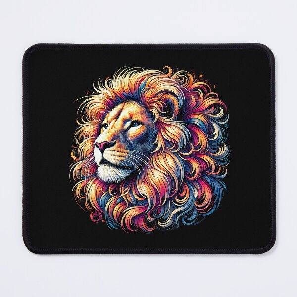 Item preview, A vibrant, artistic lion's head with colorful, flowing mane, showcasing vivid hues and intricate details. designed and sold by beast-net.