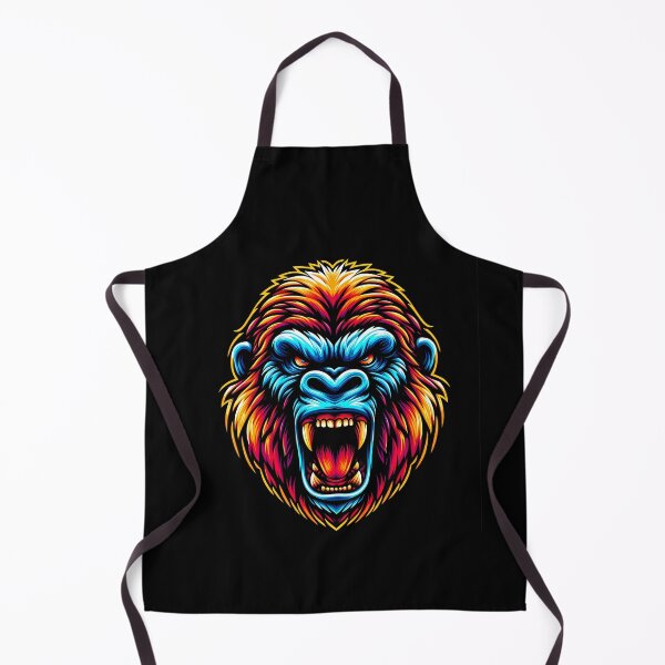 Item preview, Colorful artistic depiction of an aggressive gorilla, featuring vivid blue and orange tones. designed and sold by beast-net.
