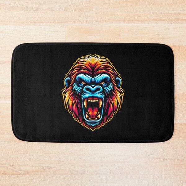 Item preview, Colorful artistic depiction of an aggressive gorilla, featuring vivid blue and orange tones. designed and sold by beast-net.