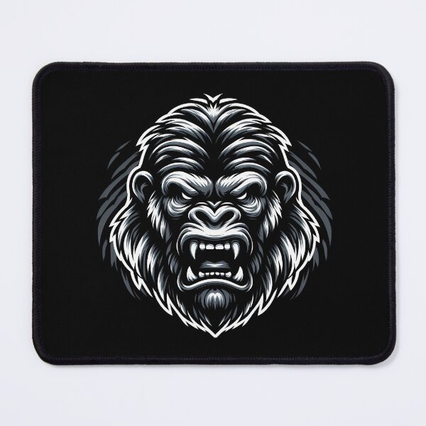 Item preview, Fierce gorilla head illustration with dramatic black and white detailing. designed and sold by beast-net.