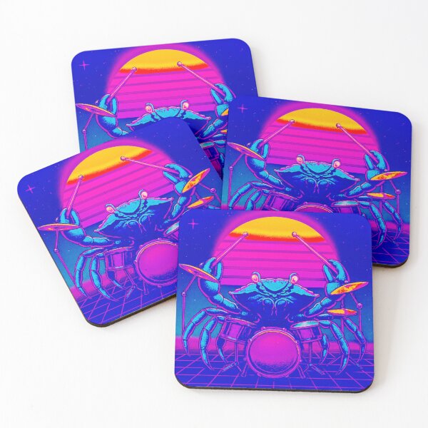 Item preview, Cyber Crab Drummer | Synthwave Sea Beats Art Print designed and sold by LuxuryApparels.