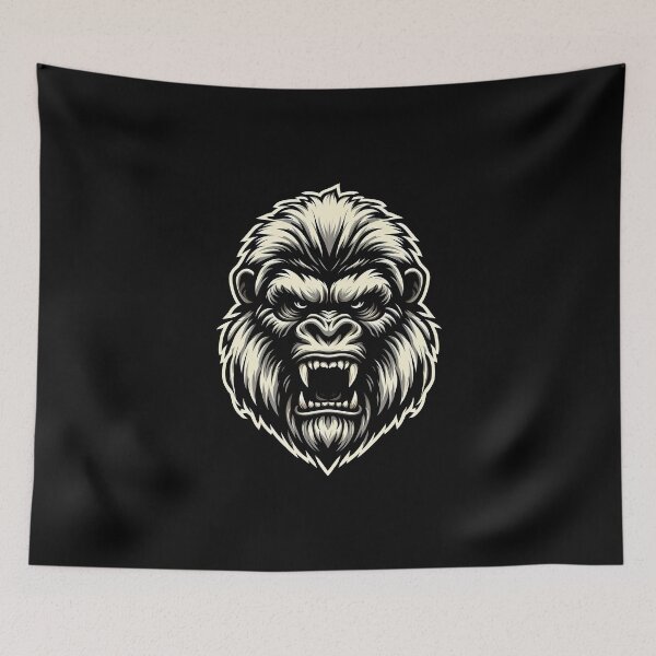 Item preview, Ferocious gorilla head illustration with intense expression and detailed fur design. designed and sold by beast-net.