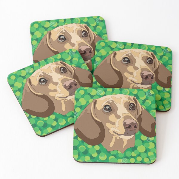 Item preview, Green spotted  pattern Dashund  designed and sold by LeahcarsArt.