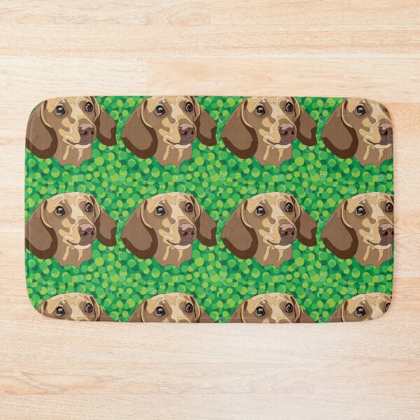 Item preview, Green spotted  pattern Dashund  designed and sold by LeahcarsArt.