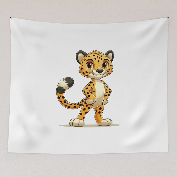 Item preview, A cheerful cartoon leopard character with a playful expression and colorful fur pattern. designed and sold by cave-canvas.
