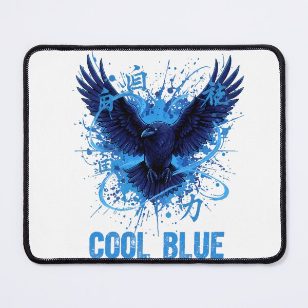 Item preview, Cool Blue Raven - Cyberpunk Crow Japanese Kanji Streetwear Art designed and sold by etuvibes.