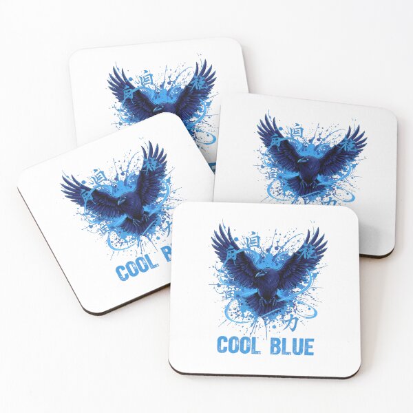 Item preview, Cool Blue Raven - Cyberpunk Crow Japanese Kanji Streetwear Art designed and sold by etuvibes.