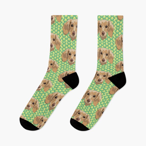 Item preview, Green  pattern Dashund  designed and sold by LeahcarsArt.
