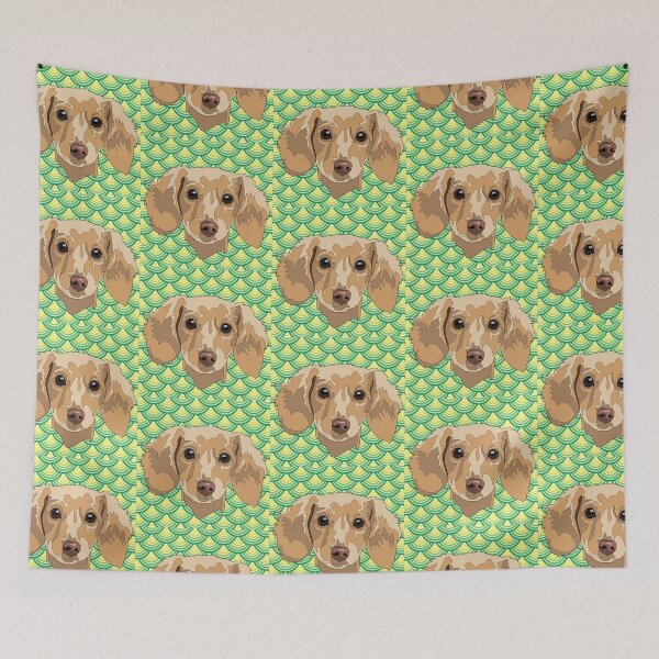 Item preview, Green  pattern Dashund  designed and sold by LeahcarsArt.
