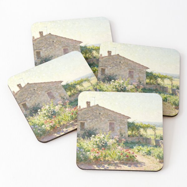 Item preview, Cozy Country Cottage Painting, Beautiful Field View in Impressionism Style designed and sold by BlareBlare.