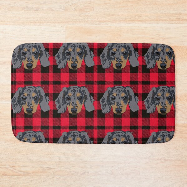 Item preview, Red plaid  pattern Dashund  designed and sold by LeahcarsArt.