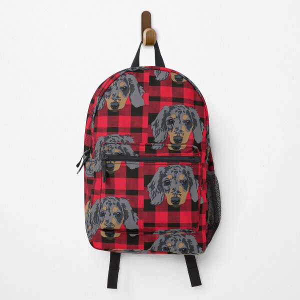 Item preview, Red plaid  pattern Dashund  designed and sold by LeahcarsArt.