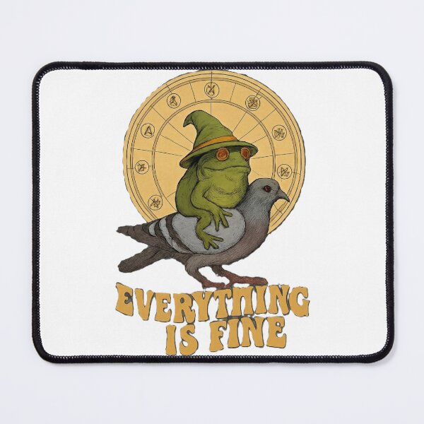 Item preview, Everything Is Fine | Whimsical Frog Wizard on Pigeon Art designed and sold by Forestfrost.