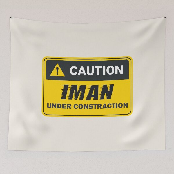 Item preview, Iman Under Construction Caution Sign Funny Islamic Identity Graphic designed and sold by Miniature Store.