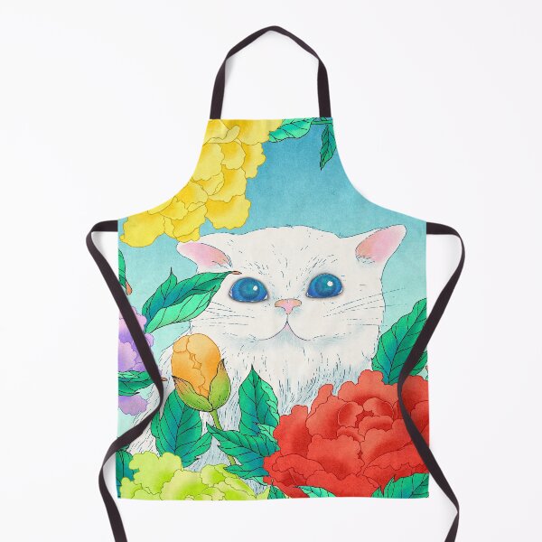 Item preview, Morning Serenity: White Cat and Peonies in Early Light designed and sold by QamarART Paintings.