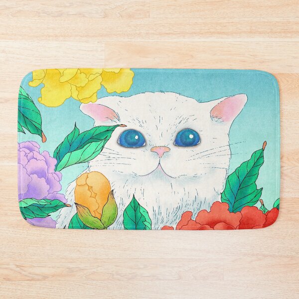 Item preview, Morning Serenity: White Cat and Peonies in Early Light  designed and sold by QamarART Paintings.