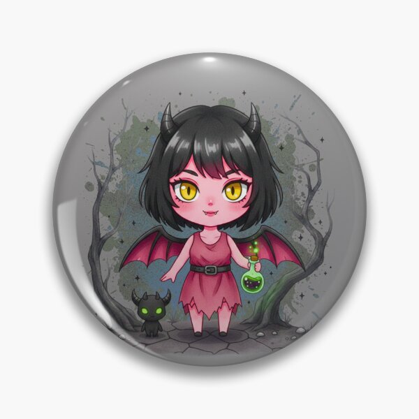 Item preview, Pink Demon Girl Chibi with Green Magic Potion  designed and sold by MBBialyPiksel.